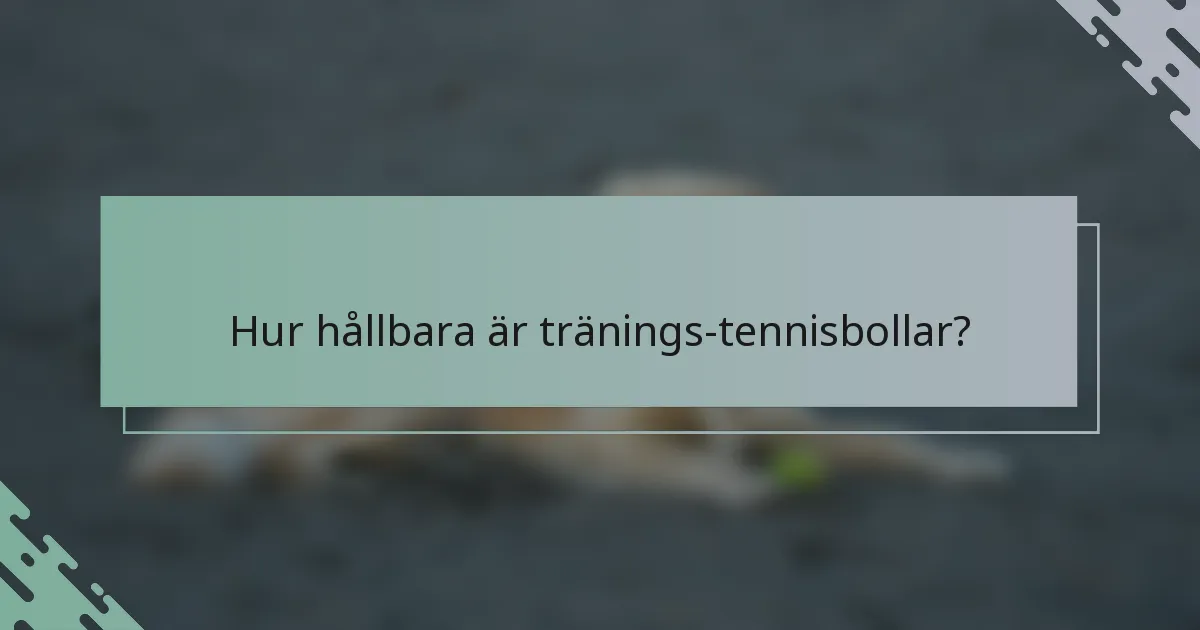 Hur hållbara är tränings-tennisbollar?