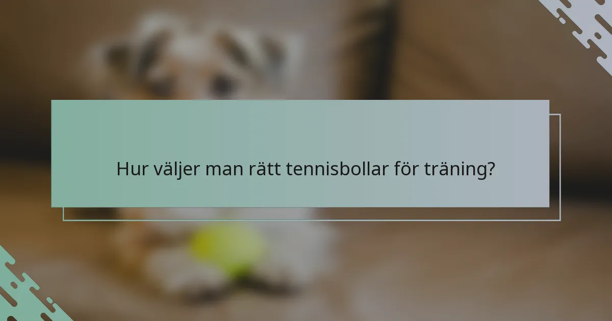 Hur väljer man rätt tennisbollar för träning?