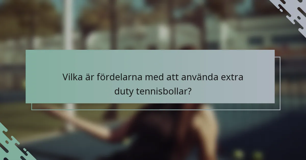 Vilka är fördelarna med att använda extra duty tennisbollar?