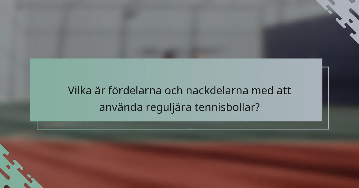 Vilka är fördelarna och nackdelarna med att använda reguljära tennisbollar?