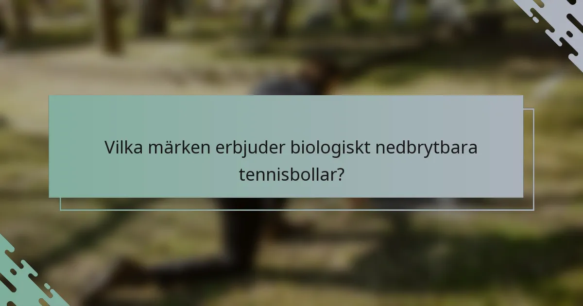 Vilka märken erbjuder biologiskt nedbrytbara tennisbollar?